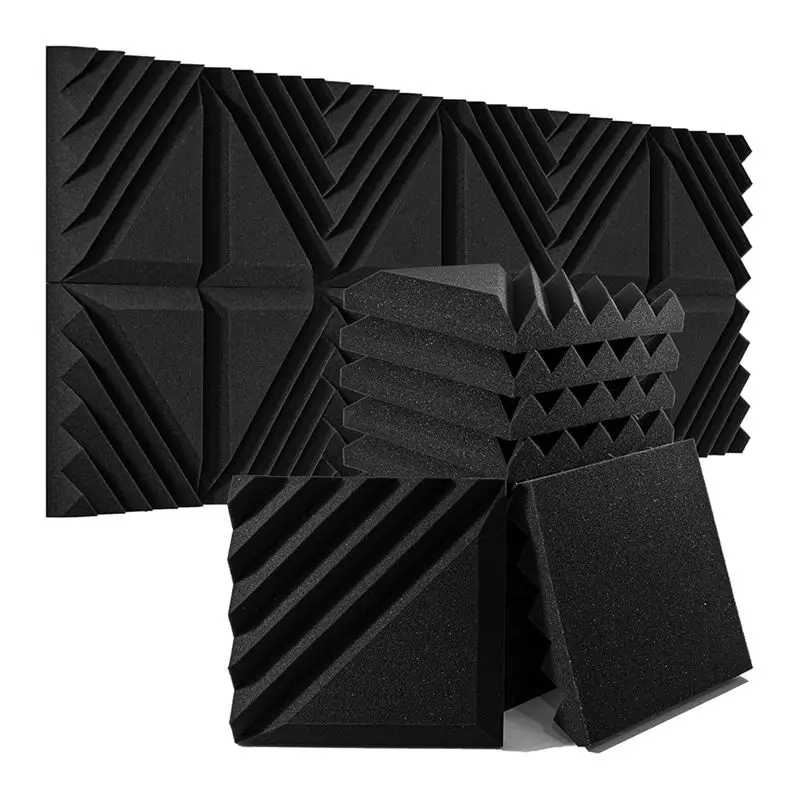 AEF6-12 Pack Sound Proof Foam Panels For Walls, 12X12x2 Inches Half-Slash Style Acoustic Panels For Home Studio