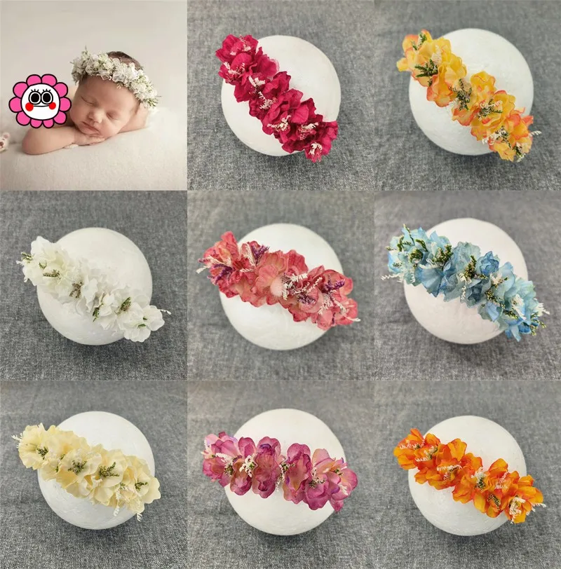 ❤️Newborn Photography Prop Accessories Flowers Headwear Baby Girl Garland Studio Baby Photo Headband Infant Hairbands Fotografia