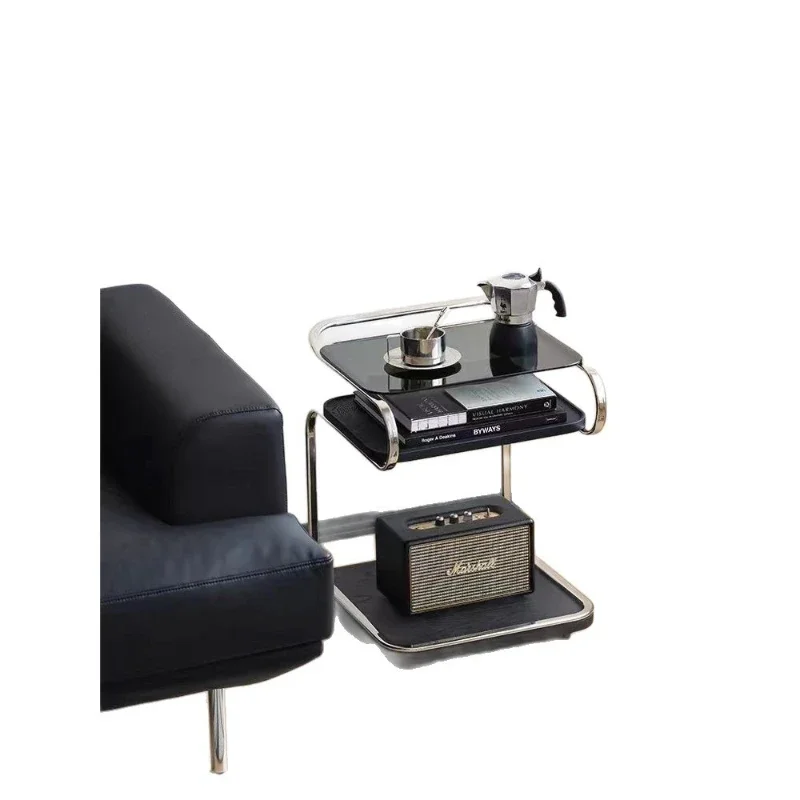 Household side few trolley with wheels, antique sofa in living room, coffee table, Nordic movable dining car rack