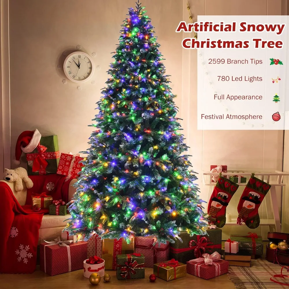 

Pre Installed Lighting Artificial Christmas Tree,realistic Snow Christmas Pine Hinges,LEDLights with Color Changes,flashing Mode