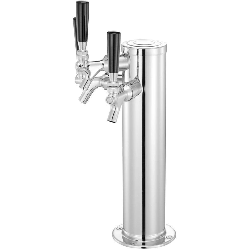 Triple Taps Draft Beer Tower Dispenser, Stainless Steel Keg Beer Kegerator Tower Kit with Pre-Assembled Tubing