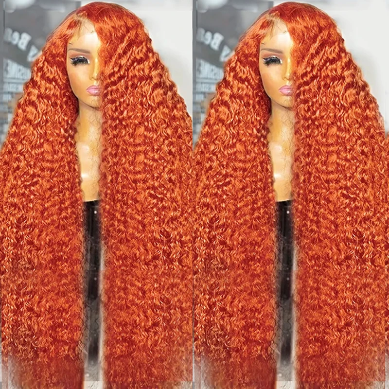 Melodie Curly HD 40 Inches 220% 13x6  Loose Deep Wave Ginger Orange Transparent Lace Front Human Hair Wigs 13x4 Lace Frontal Wig