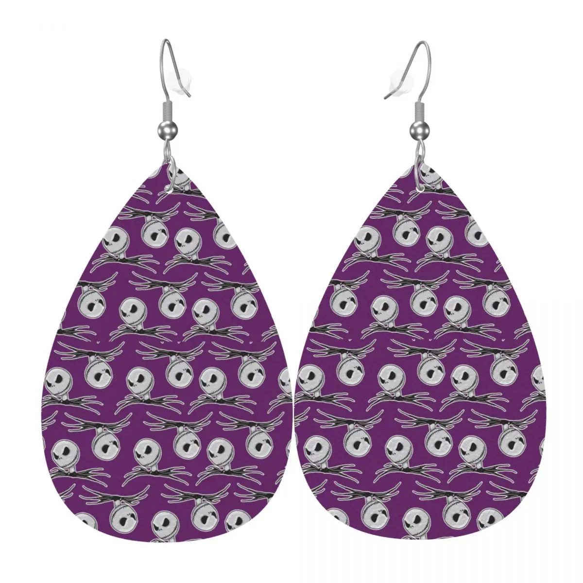 

Серьги-подвески на заказ, в форме капли, из ПВХ-кожи, с изображением Джека Скеллингтона, для подарков, изящные украшения