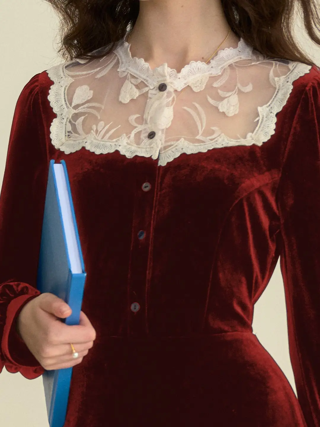 

French Retro Red Velvet Dress For Women'S Autumn And Winter Elegant Birthday Party, Date Valentine'S Day Dress