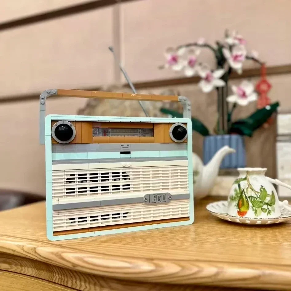 Serie de iconos creativos, modelo de Radio Retro, bloques de construcción, Transistor, Radio, músicos, decoración del hogar, edificio para niños