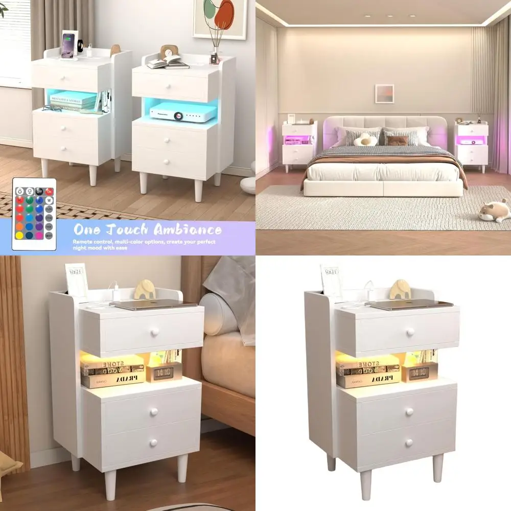 

Прикроватная тумбочка с 3 ящиками и открытой полкой для спальни и гостиной