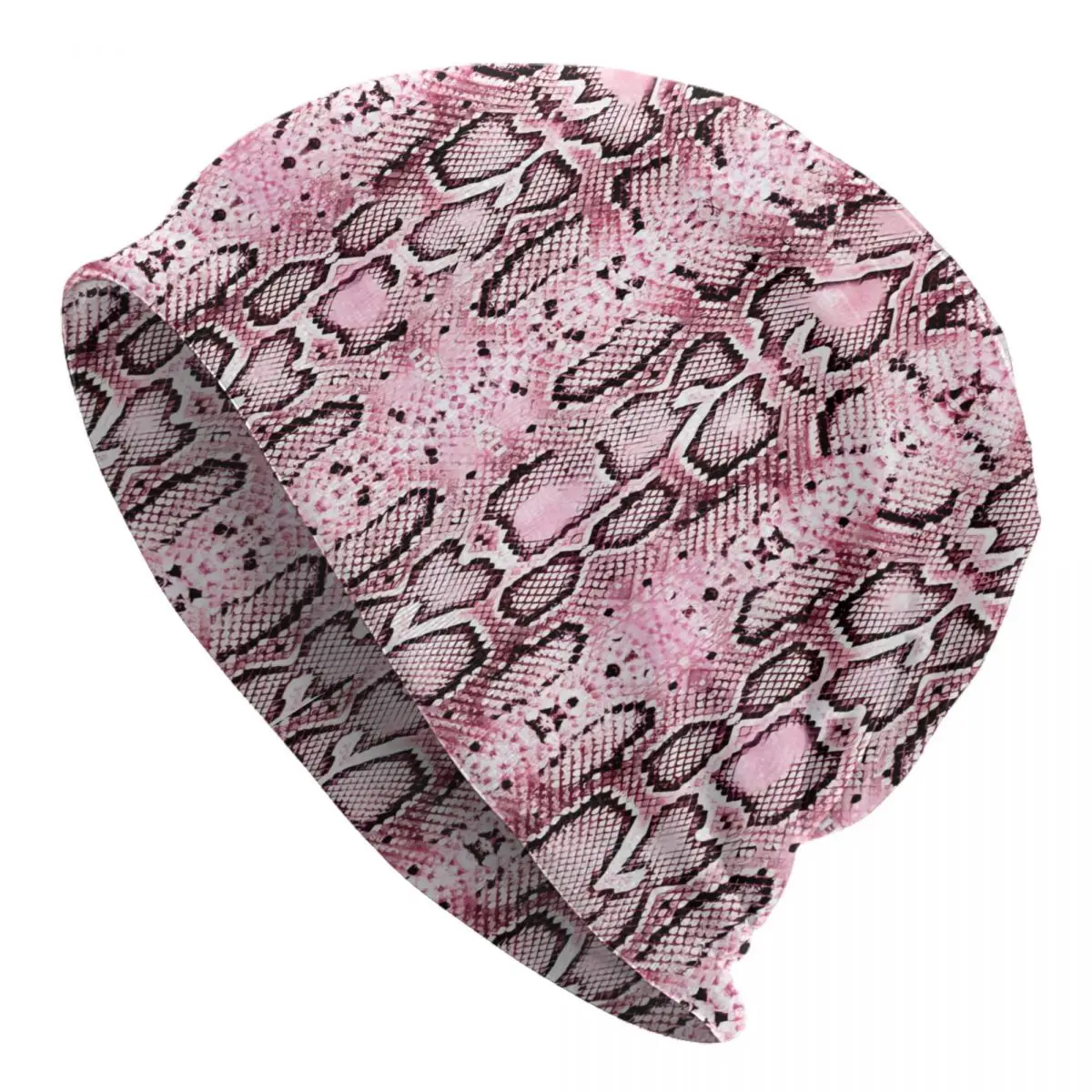 Pink Snakeskin Beanie Hats Animal Print Cool Caps Female Male Hippie Knitted Hat Autumn Pattern Head Wrap Beanie Hats