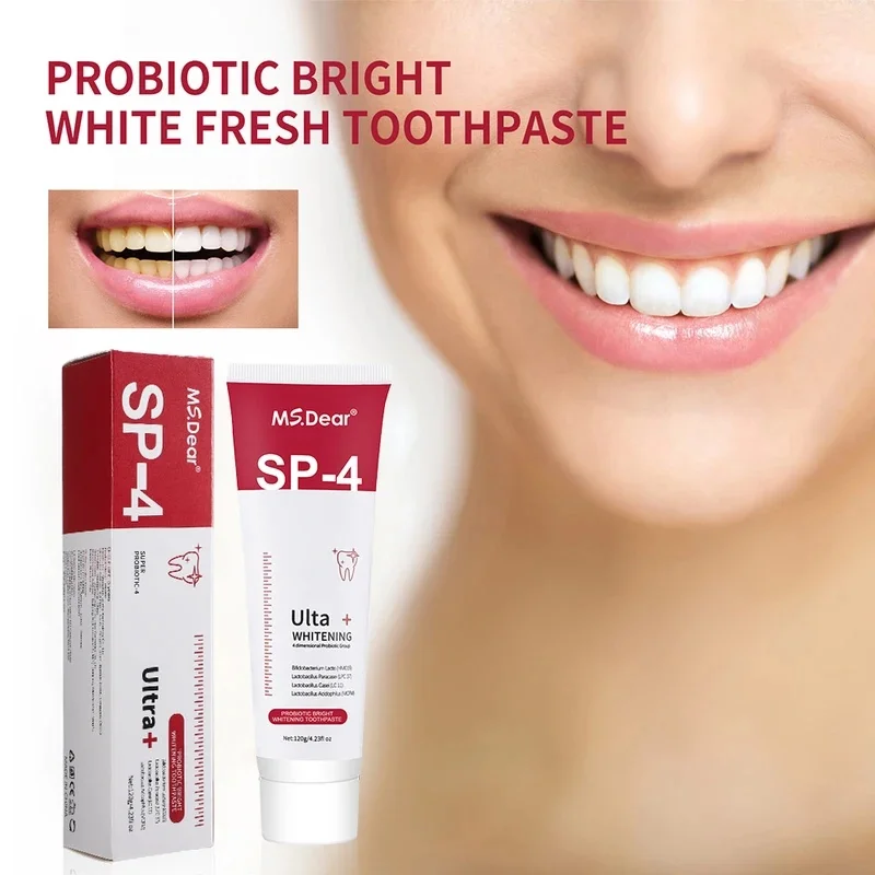 SP-4 Probiotic Toothpaste Whitening Brightening Stain Removal Fresh Breath Enzyme Formula for Cleaner Teeth