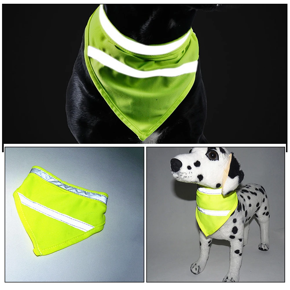

Luminous Dog Scarf Night Walking Reflective Puppy Collar Polyester Safety Bandana Orange L Size Pet Accessories