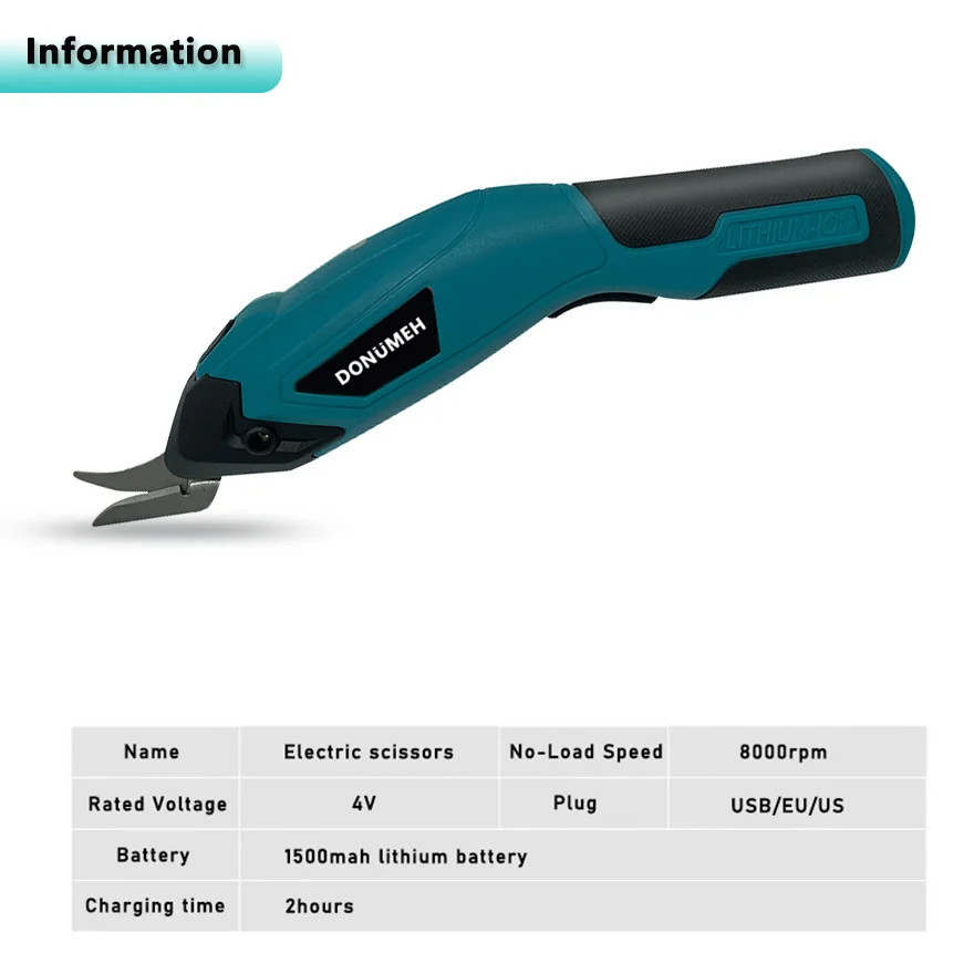 DONUMEH Electric Scissors Electric Cutting 4V USB Charge Tool Sewing Wireless Fabric Sewing Handheld Fabric For Paper Cardboard