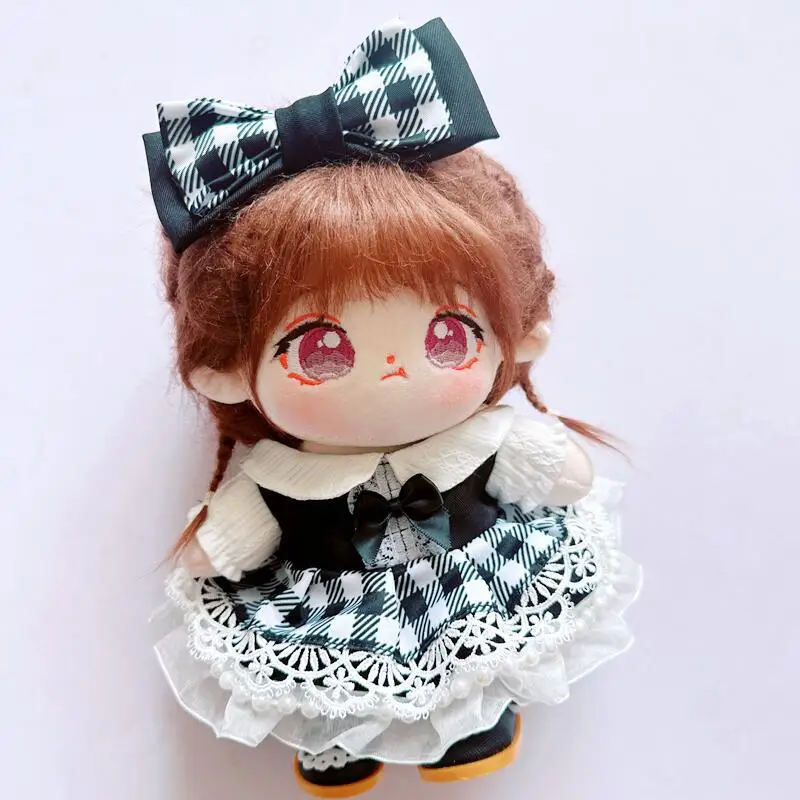 

1SET 20CM Doll Clothes Headband+Black and White Dress Dress Up Plush Dolls Accessories Korea Kpop EXO Idol Dolls Gift DIY Toys