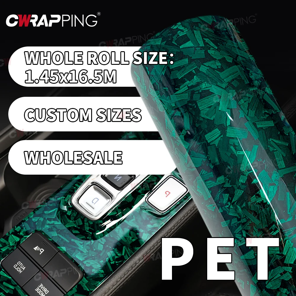 

Waterproof Carbon Fiber Sticker 145cmx200cm Body Covering Glossy Green Large Car Sticker Car Vinyl Wrap Roof Cover Self Adhesive