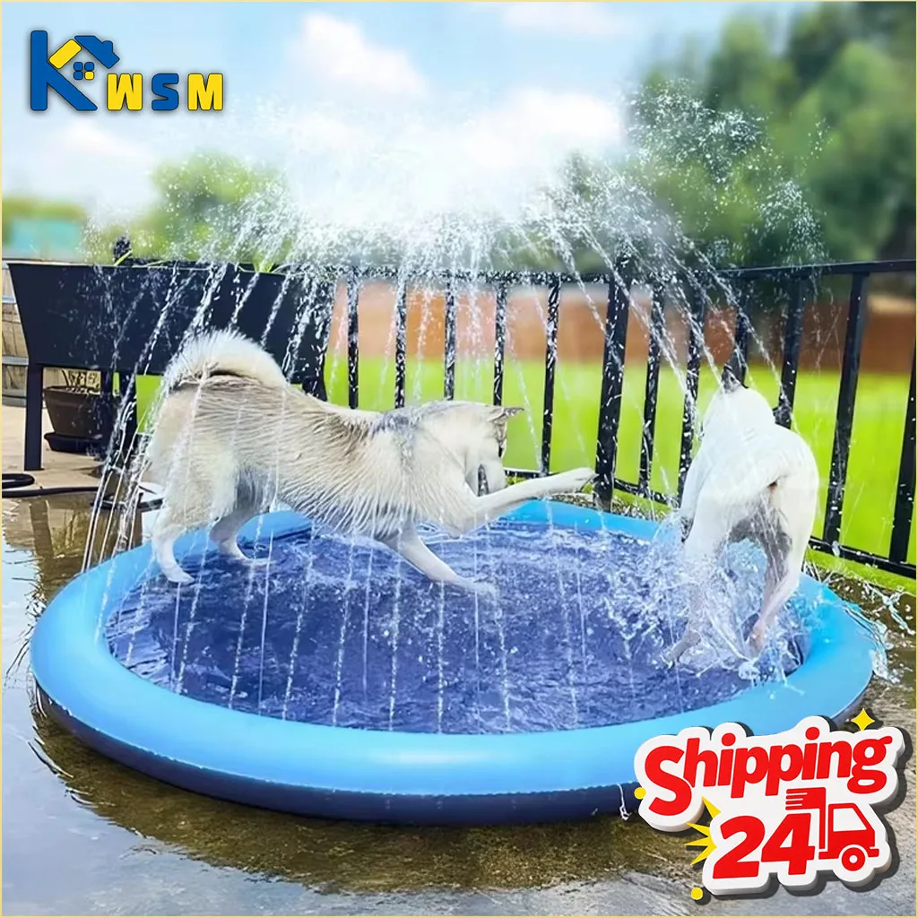 100/150/200cm Inflatable Sprinkler Pad Dog Splash Pool Outdoor Water Play Mat Pet Bathing Pad Summer Fun Cooling Toy for Dogs