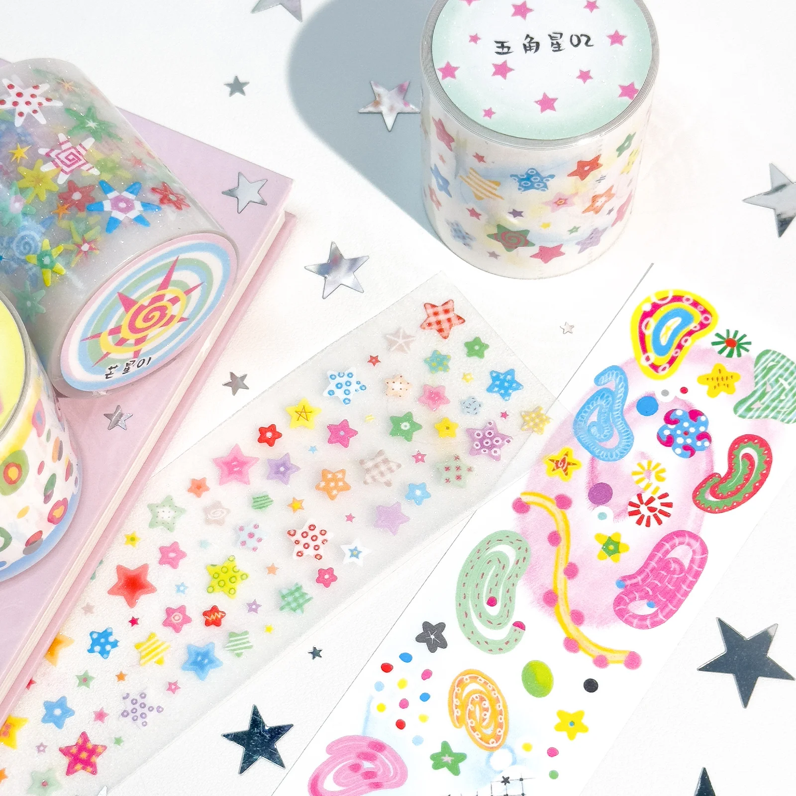 Cute Y2K Star pattern Washi Tape Kawaii Decorative Adhesive Tapes DIY Scrapbooking Stickers Hand Made Masking Tape Stationery