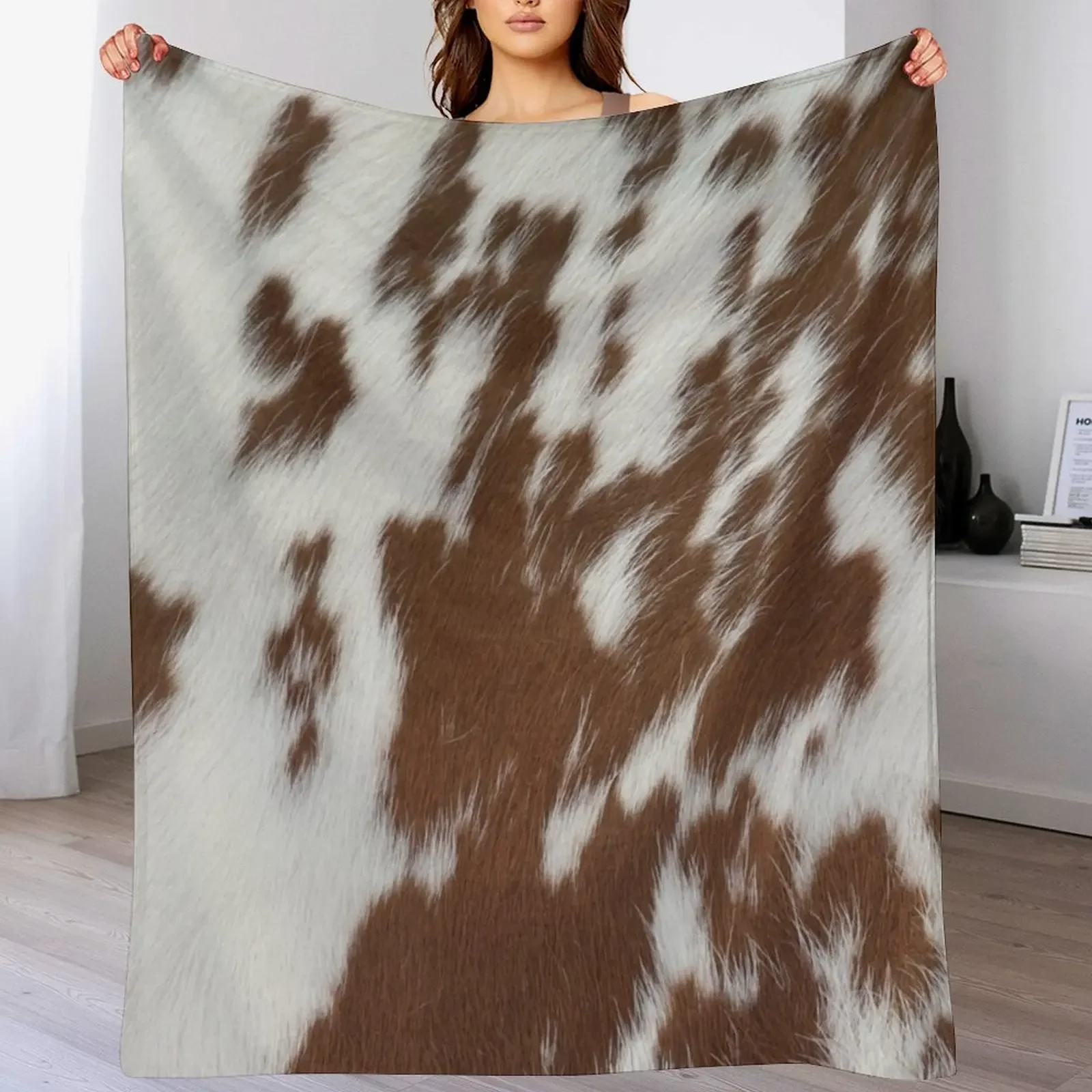 Cowhide fur, animal skin pattern Throw Blanket Stylish Decor Blanket Gift for Friends Roommate