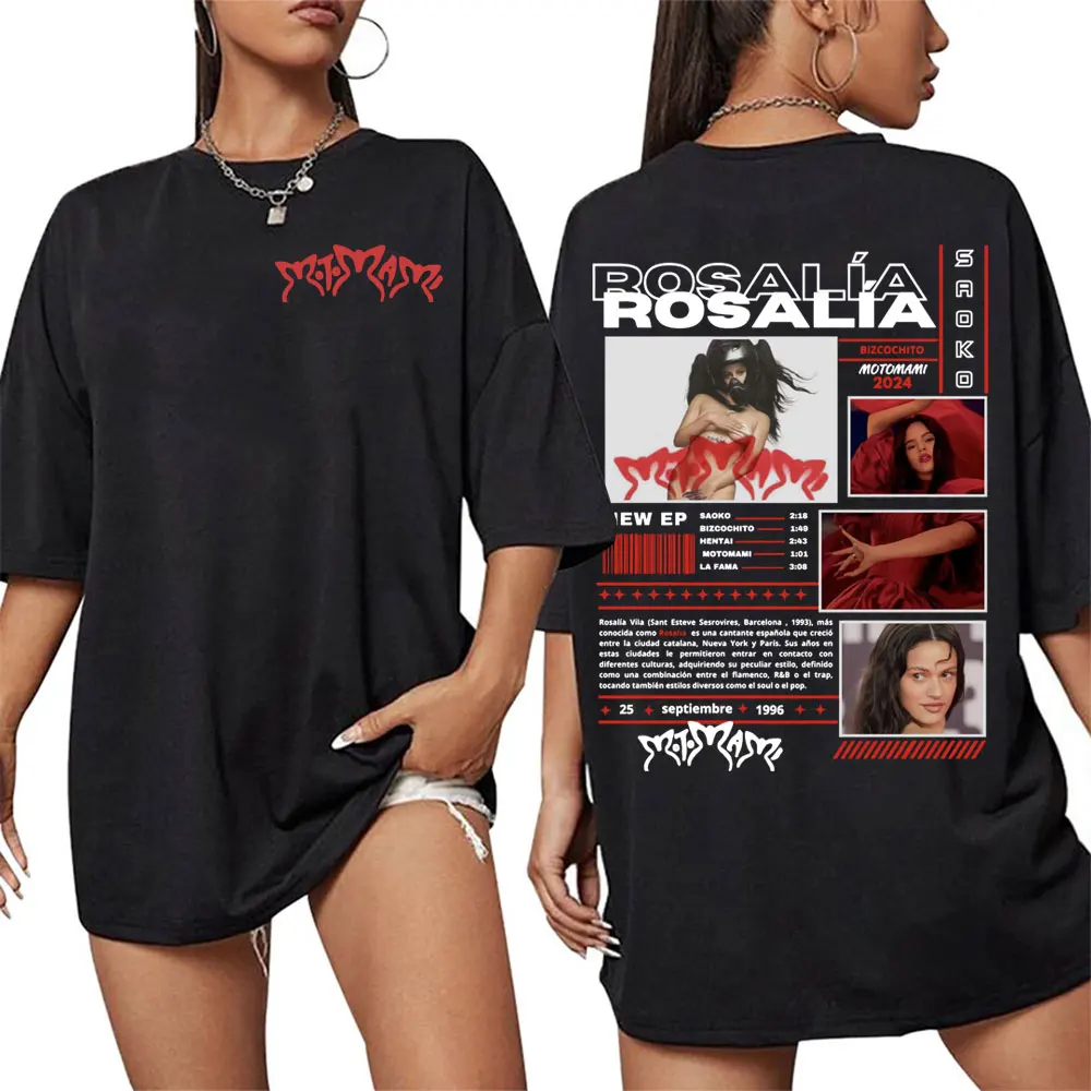 Singer Rosalía Album Motomami 2024 Tour T-shirts for Men Women Fashion Aesthetic Hip Hop Pop Music Oversized T Shirts Streetwear