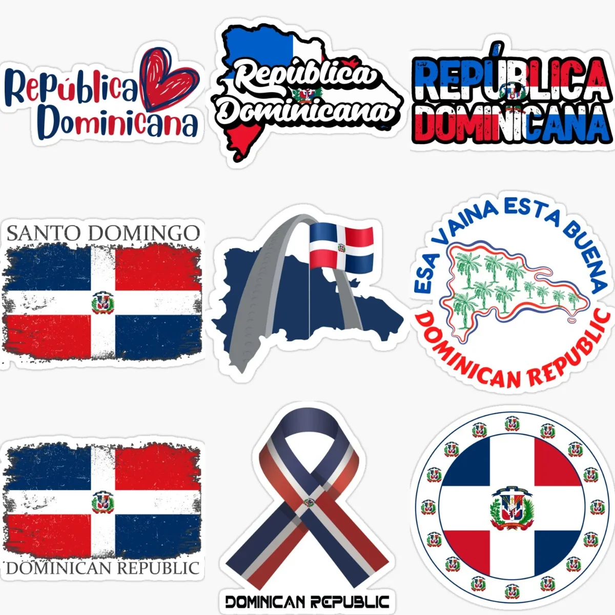 

DOM Dominican Republic Flag Map Emblem Creative Stickers for Car Bicycle Motorcycle Helmet Fridge Wall Decoration Accessories