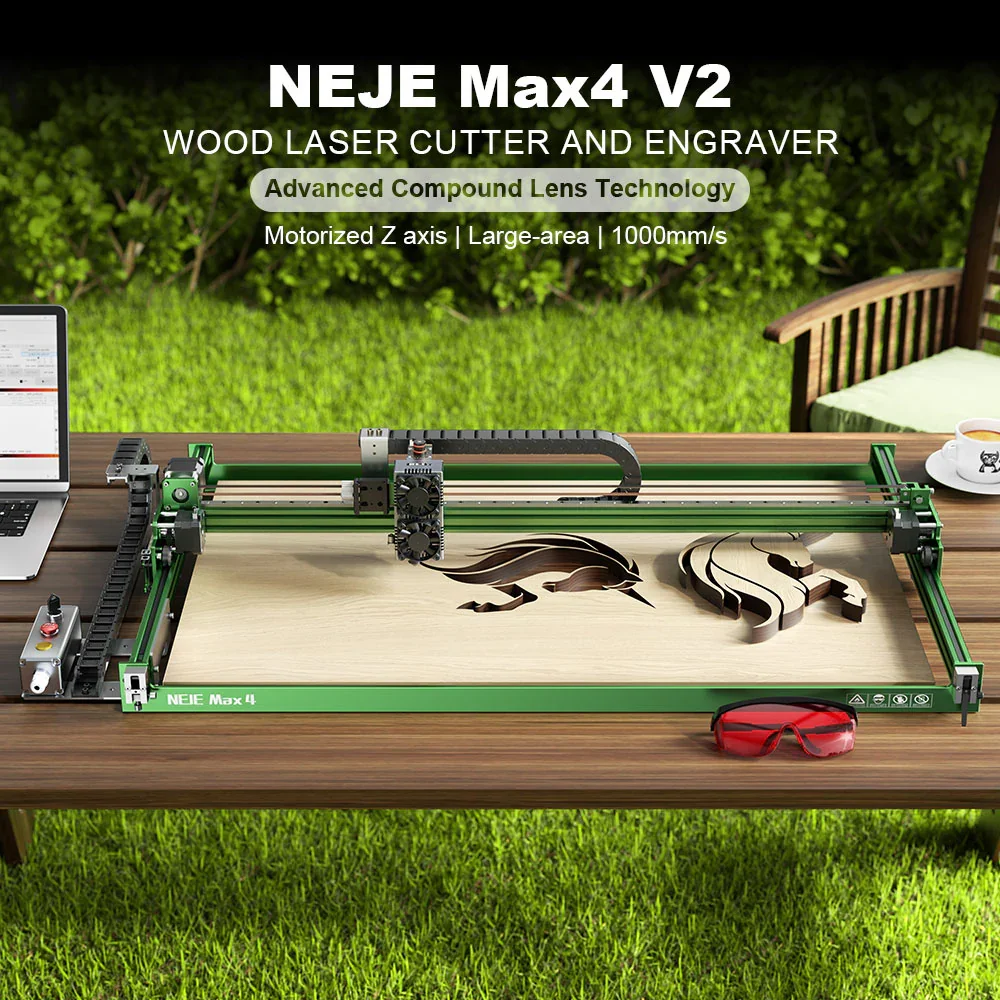 

Модернизированный лазерный гравер с ЧПУ NEJE Max 4 V2 — быстрая гравировка 1000 мм/с, высокое разрешение 254 точек на дюйм, для дерева/металла/стекла, поделок своими руками