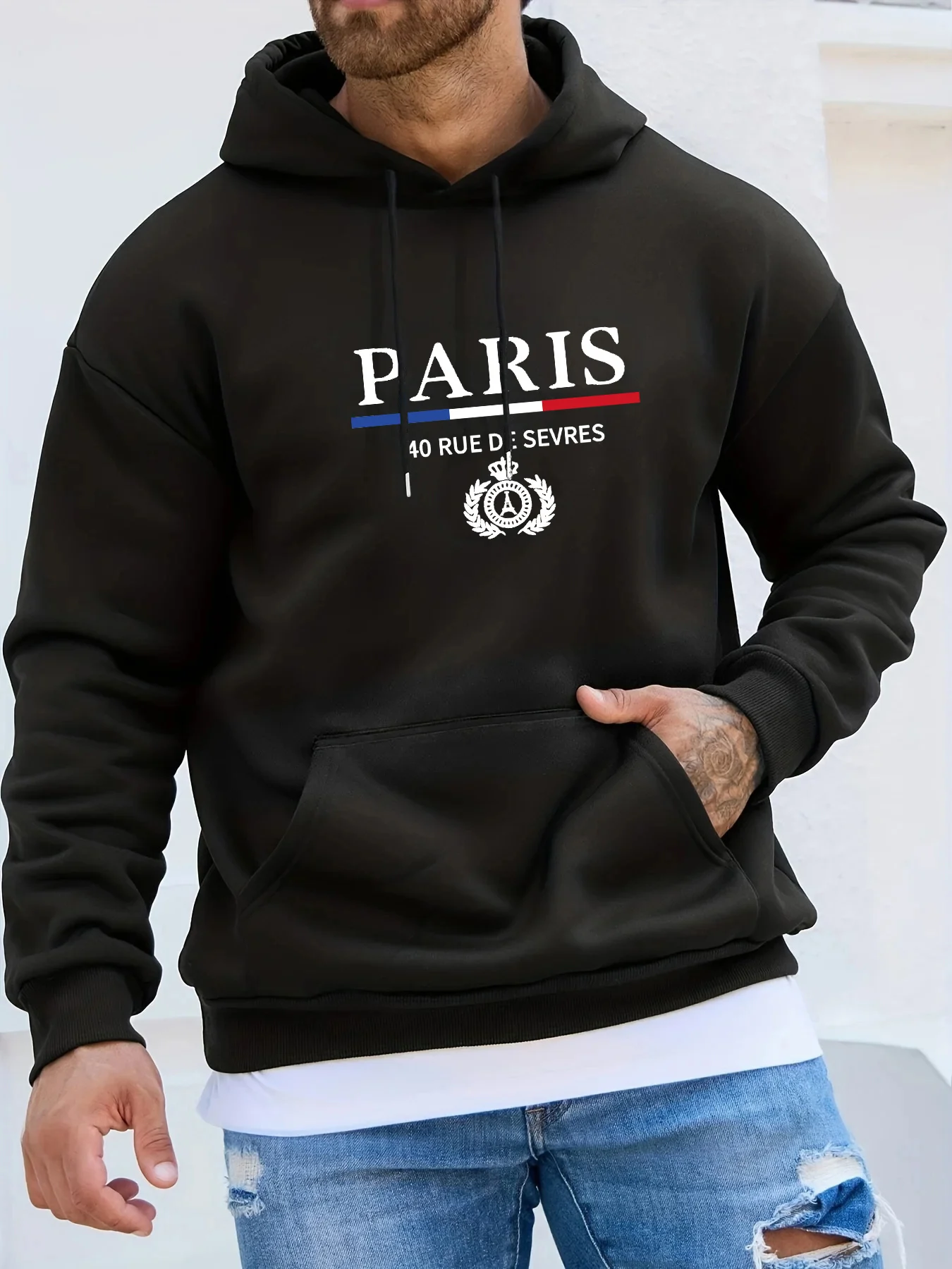 Men\'s Autumn Winter Long Sleeved Sweater PARIS Hooded