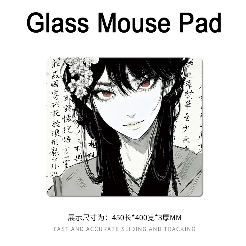 古代風アニメ少女漫画風キュートな太陽光発電ガラスゲーミングマウスパッドXXL硬質強化表面FPS eスポーツ＆PCゲーム用