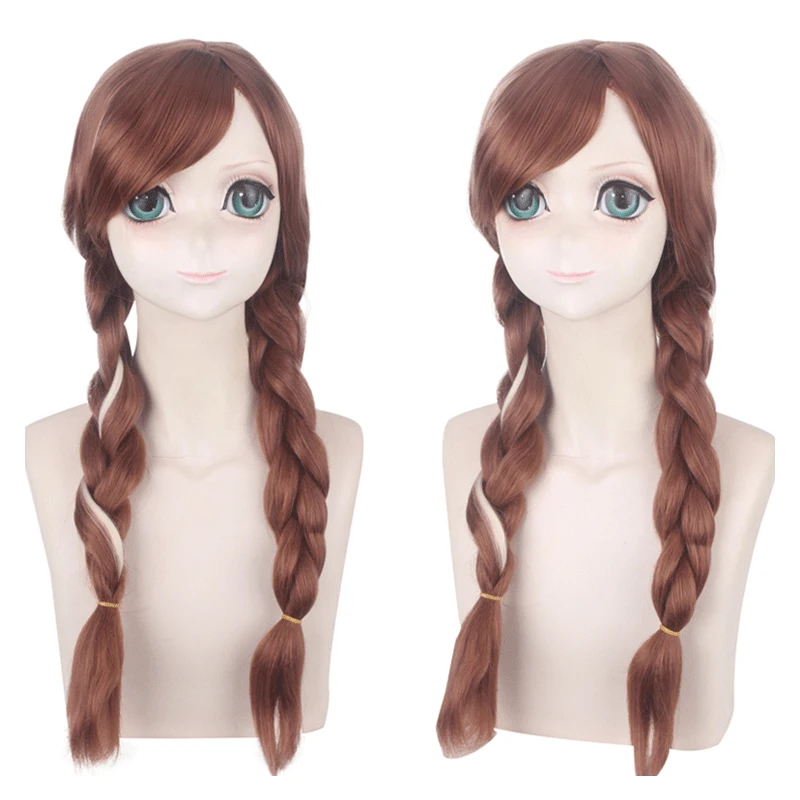

22 "Straight Medium Bangs Brown And White Pick Dyed Synthetic Wig For Holiday Parties Halloween Cosplay