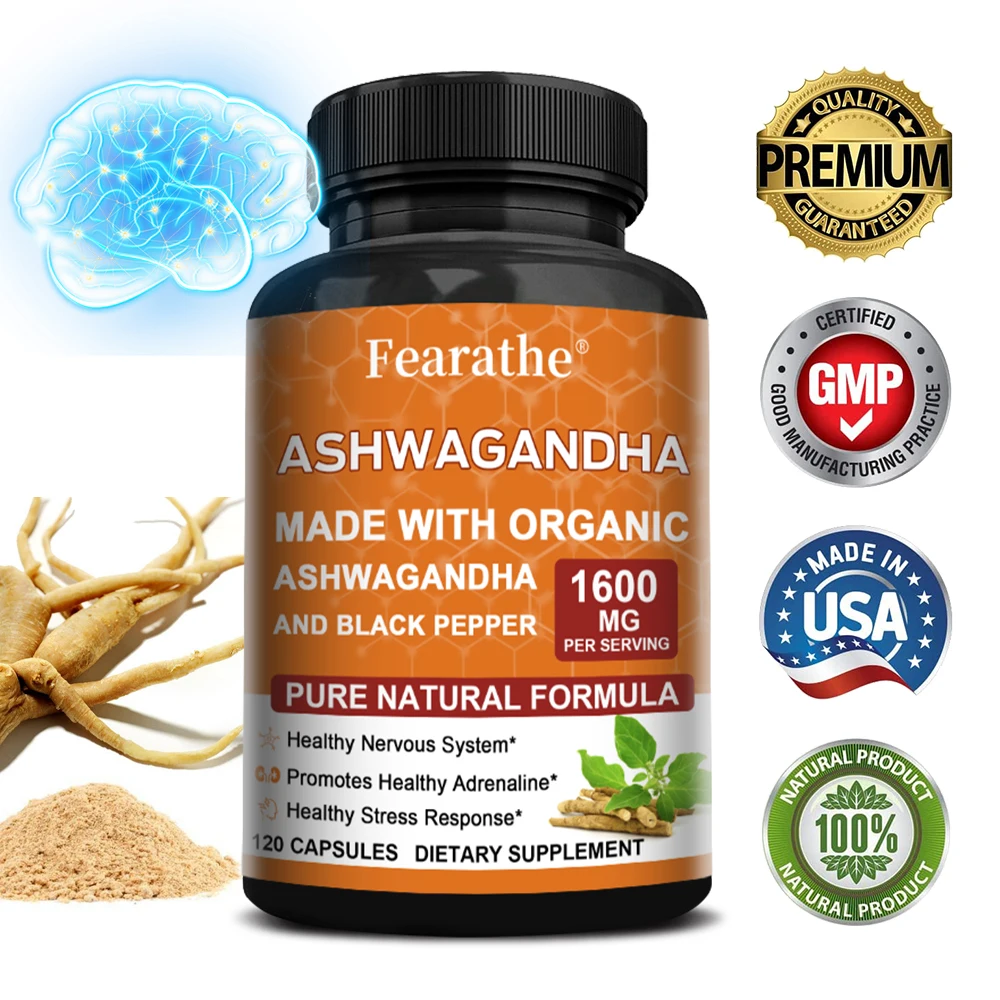 Ashwagandha for Stress Relief, Memory, Focus, Immune and Nervous System Health and Metabolism, Organic Ashwagandha Supplement