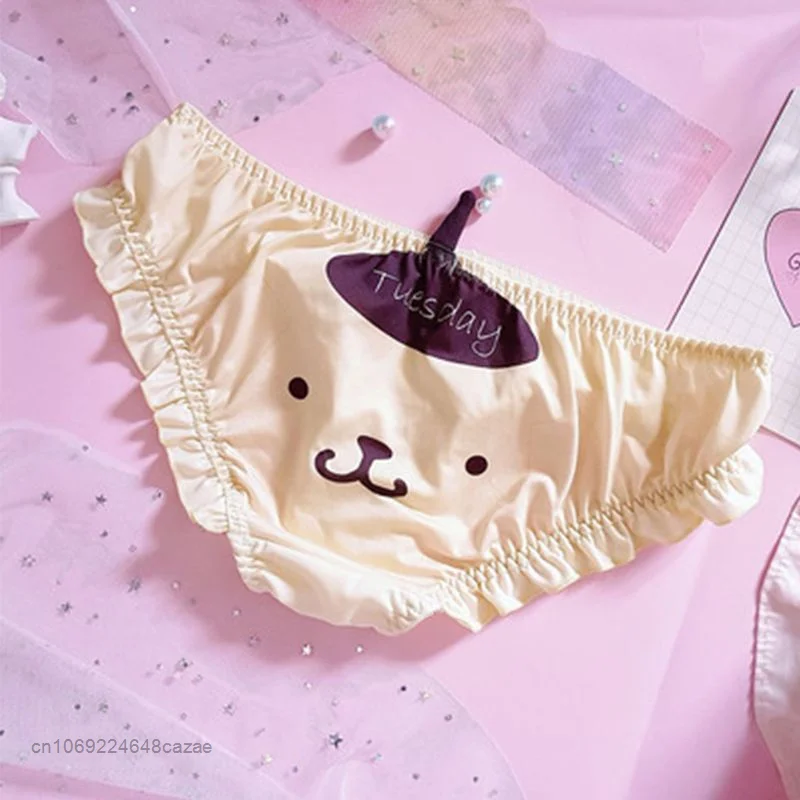 Sanrio Hello Kitty My Melody Cute Underpants Summer Ice Silk Skin-friendly Cartoon Briefs Cotton Crotch Low Waist  Y2k Panties