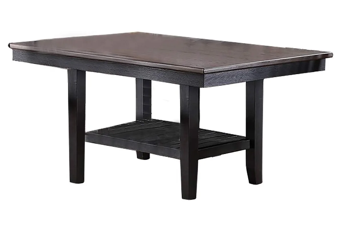 

1pc Dining Table Dark Coffee Finish Kitchen Breakfast Dining Room Furniture Table w Storage Shelve Rubber wood