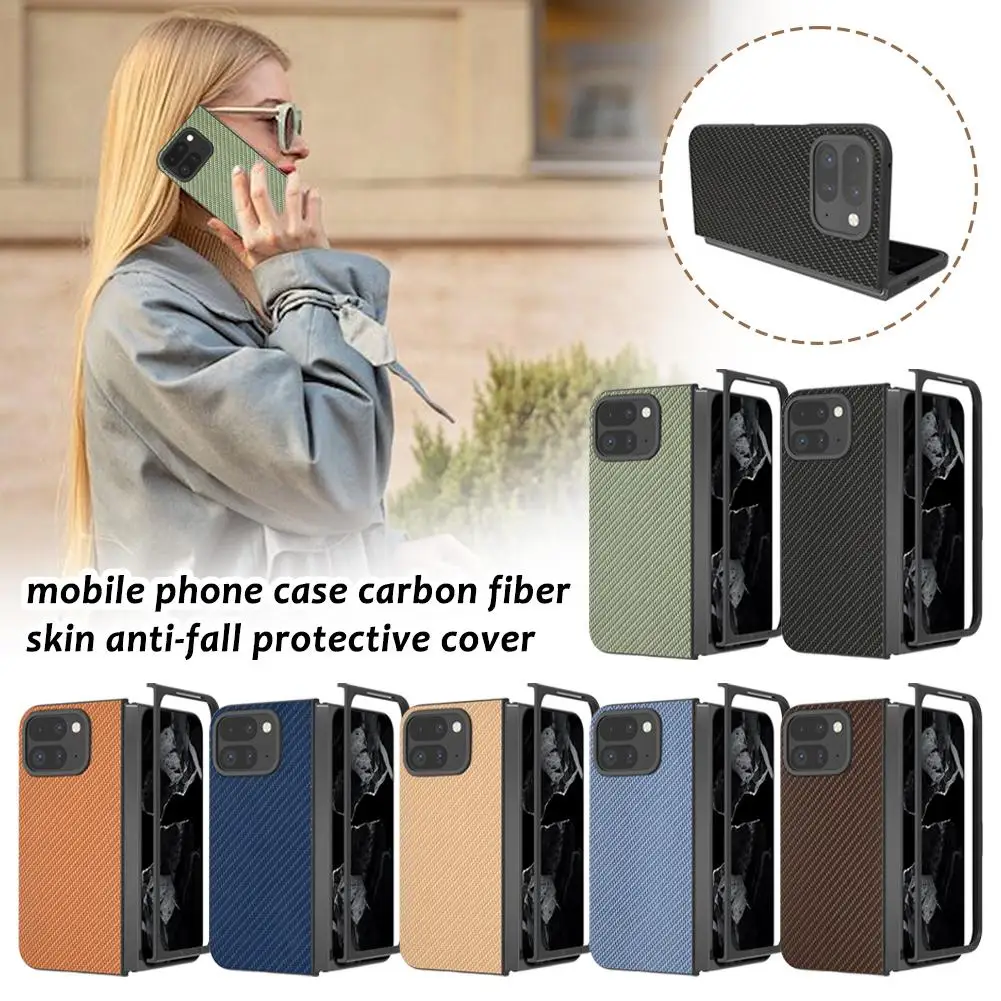 For Google Pixel 9 Pro Fold Case Carbon Fiber Leather Fall Protection Case For the phone Drop-proof Anti-Scratch Protection R2Q8