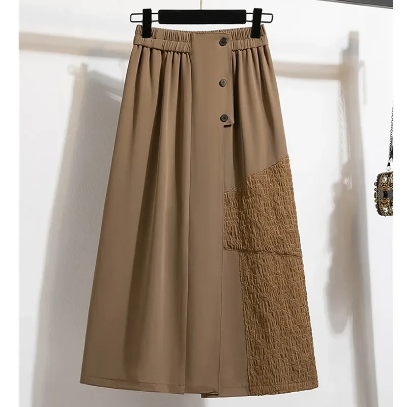 

Women Clothes 2024 Summer Vintage Skirt Pants High Waist Elastic A-line Pleated Skirt Female Preppy Solid Pants Ropa De Mujer