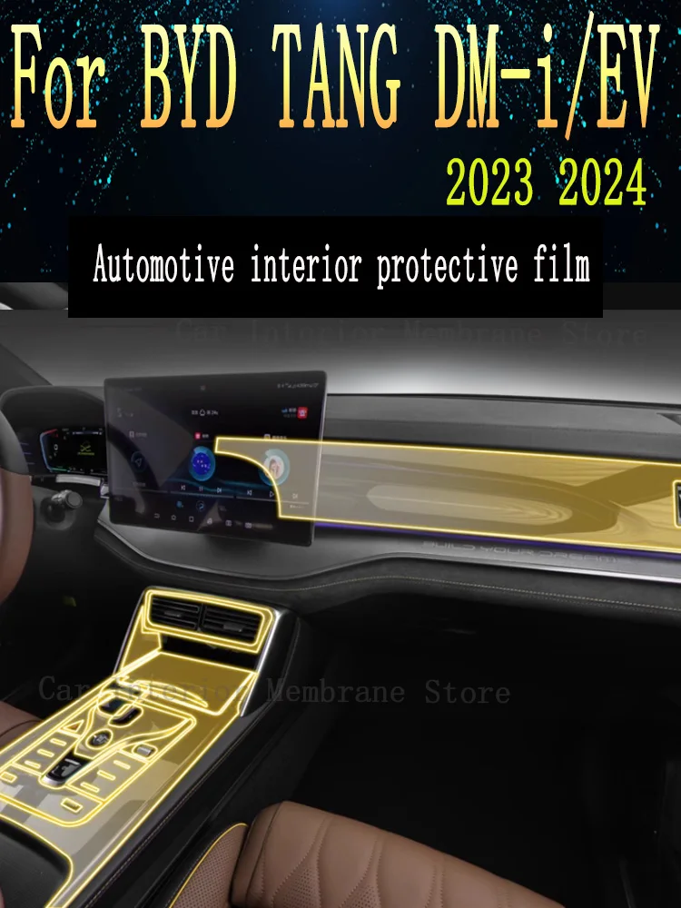 For BYD TANG DM-i/EV 2023 Gearbox Panel Navigation Screen Automotive Interior TPU Protective Film Cover Anti-Scratch Sticker