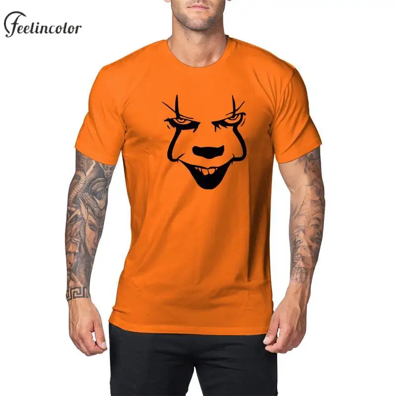 Halloween Tear The Grimace T-Shirt For Men Orange Printed T-Shirts Short Sleeve Round Neck Top Fashion Holiday Male Clothing