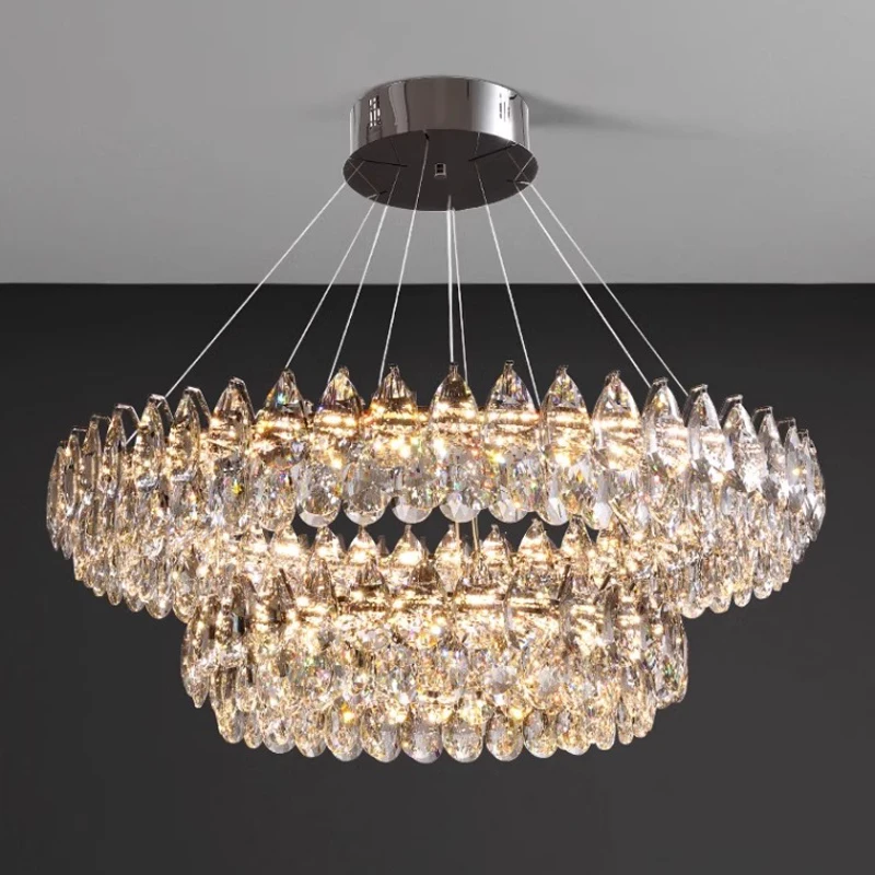 

Light Luxury Grand Living Room Crystal Pendant Lamps New Creative Luxury Bedroom Chandeliers Modern Restaurant Hanging Lamps