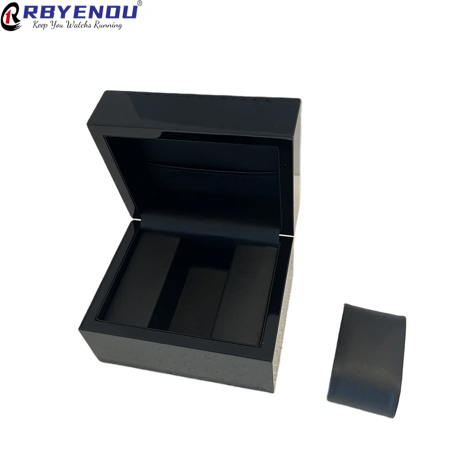 

Piano Paint Glossy All Black Box Watch Storage MDF Wooden Case Watch Jewelry Organizer Packaging Boxs Gift Box Customizable Logo