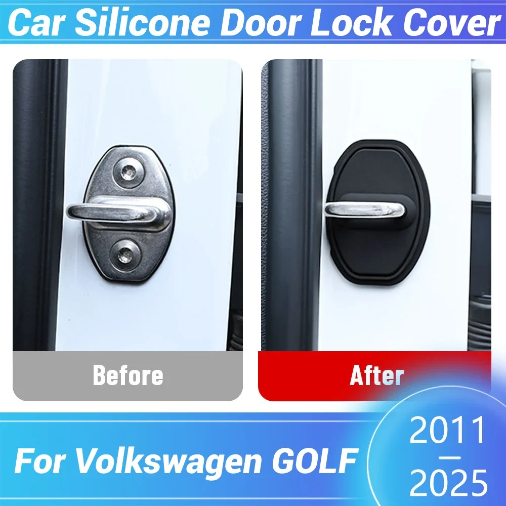 

For Volkswagen GOLF 2011-2025 Car Door Lock Silicone Buckle Protector Cover Latch Anti-collision Silence Stickers Accessories