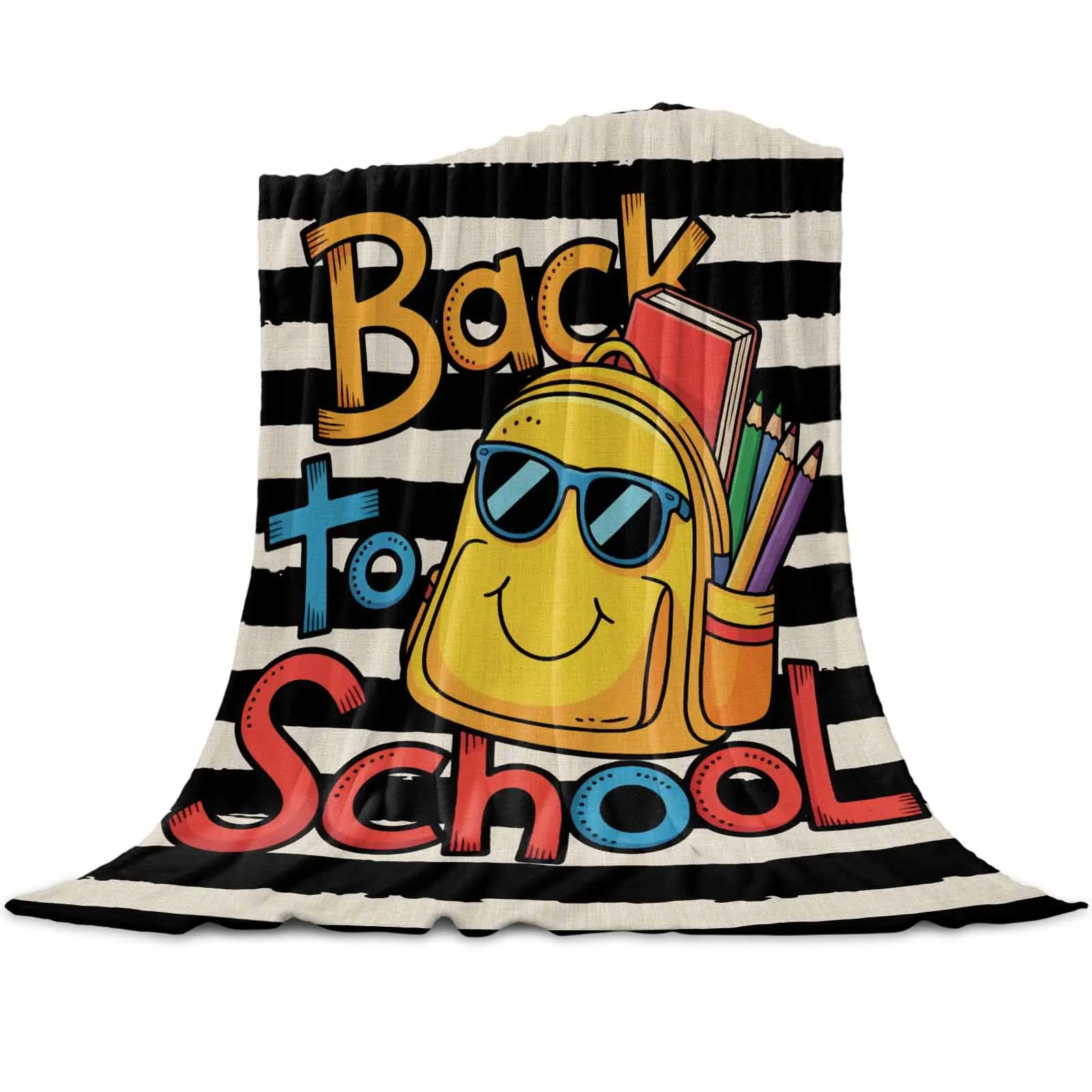 

Schoolbag Textbook Stripe Throws Blankets for Sofa Bed Winter Soft Plush Warm Sofa Throw Blanket Holiday Gifts