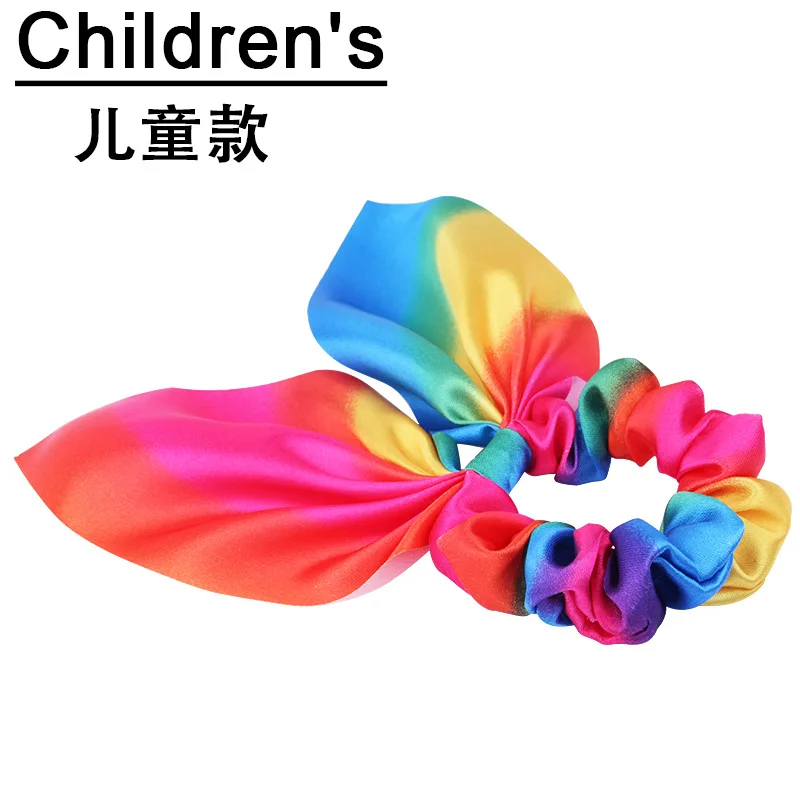 Haarschmuck mit Schleife Haar gummis Mädchen Frauen elastisches Haar Gummibänder elastisches Regenbogen band Haar Scrunchie Pferdes chwanz halter