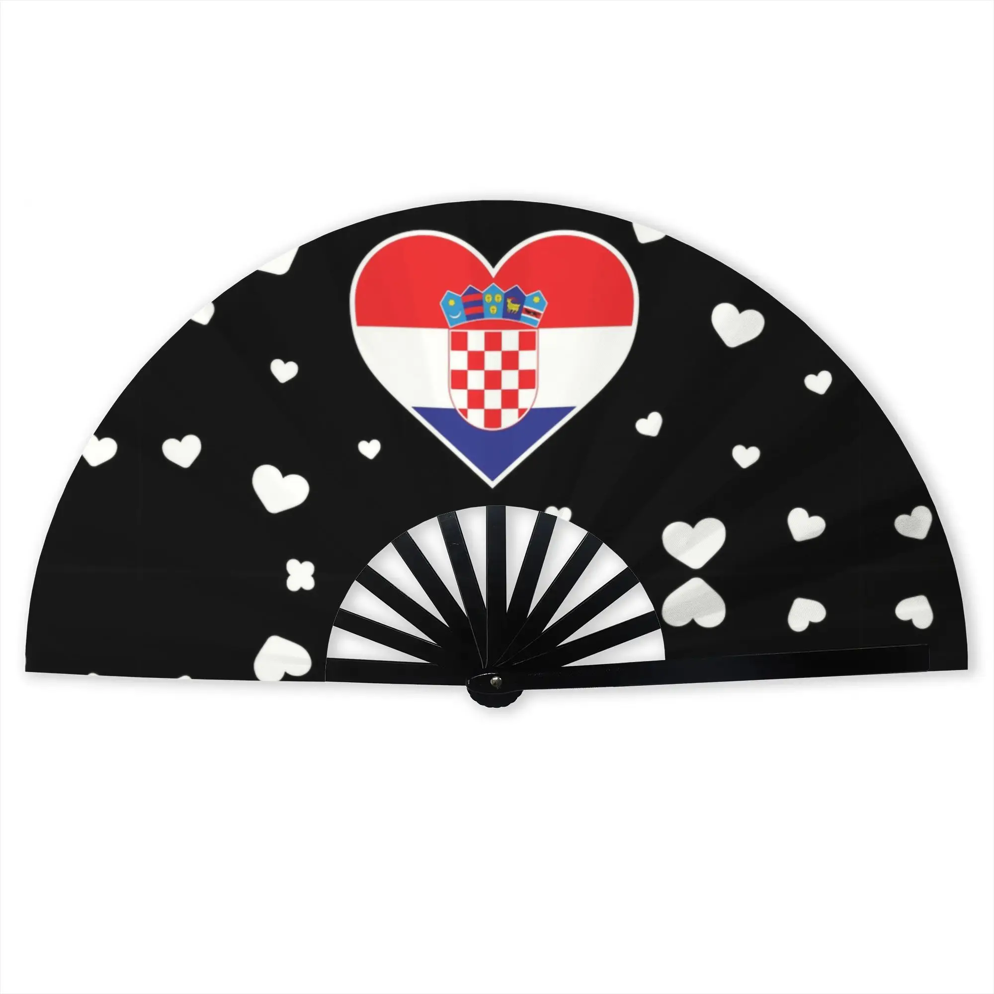 Croatia love flag heart designs Hand Fan Promotional Gift Wedding  Durable Folding Fans Unique Bulk Pack Fan