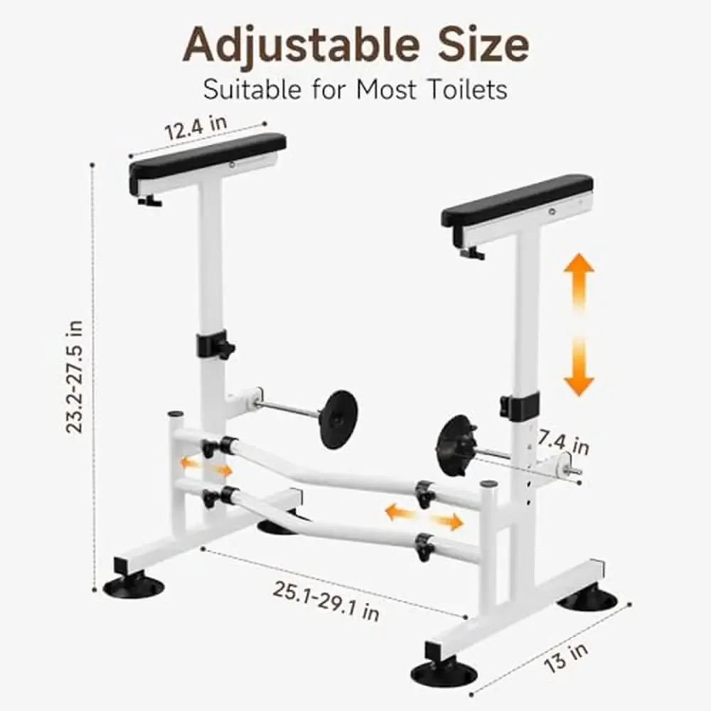 Adjustable Toilet Safety Rails with Arms Seniors Heavy Duty 350lbs Capacity Non-Slip Suction Cups Easy Assembly and Cleaning