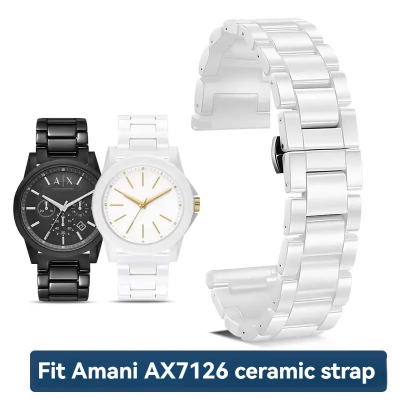 

Ремешок для часов Armani для мужчин и женщин AR1499 70002 AX7126/7105, черно-белые керамические ремешки, браслет 14 мм, 16 мм, 18 мм, 20 мм, 22 мм