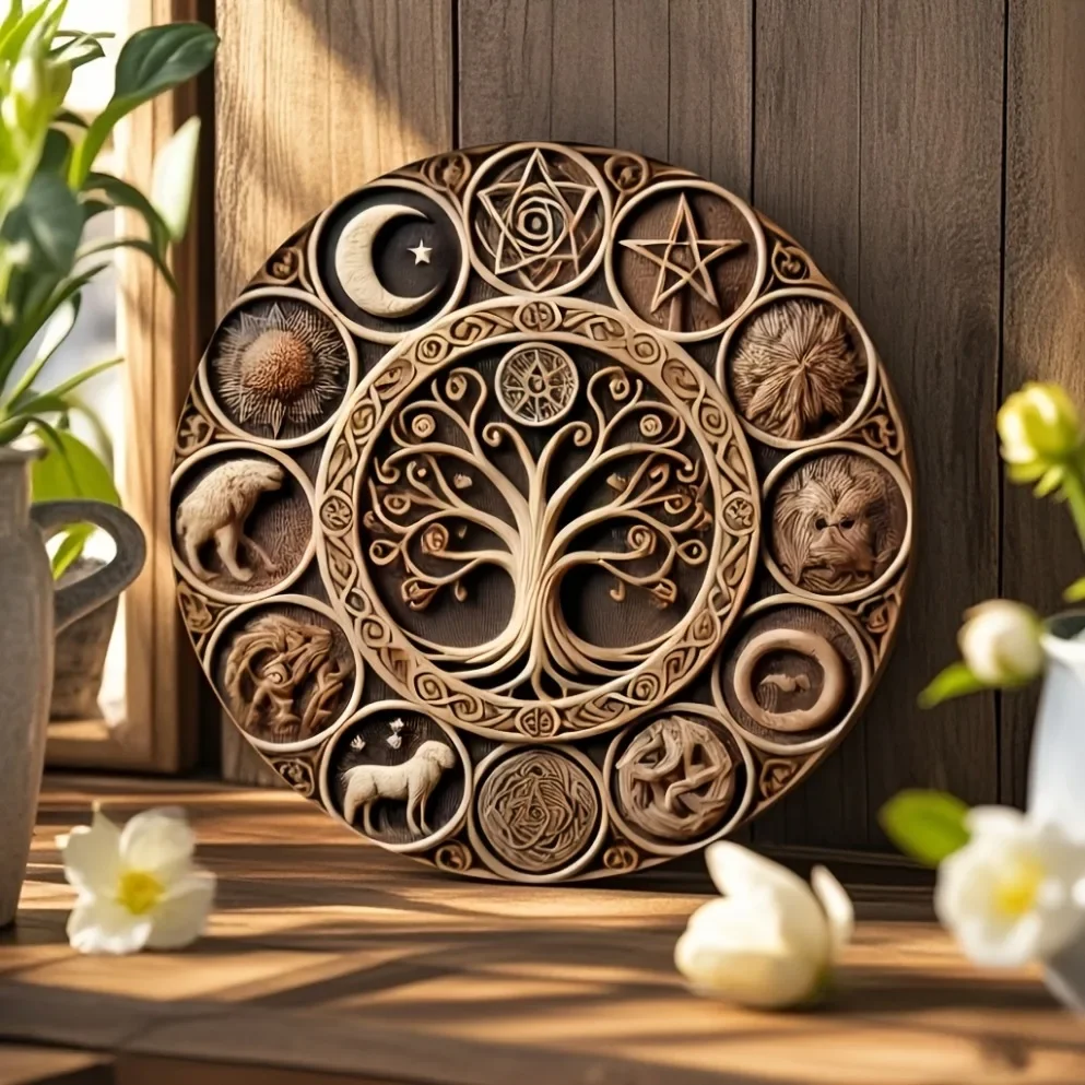 Tin Painting，Vintage Celtic Tree Of Life Wooden Wall Art ,Ideal For Home, Bar, Cafe, Garage Decor,Tree Of Life Wall Decor