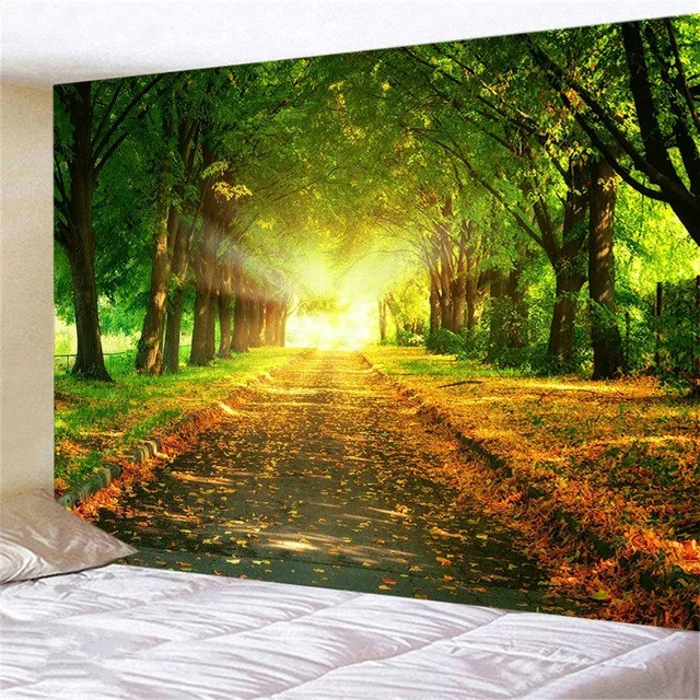 Home Decor Forest Maple Leaf Red Leaves Tapestry Landscape for Room  Wall Blanket Curtain  Bedroom ation Mural