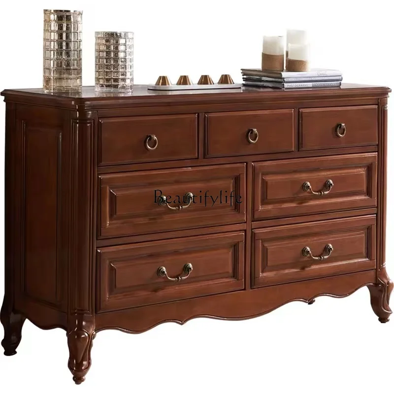 

American all-solid wood seven-chest cabinet bedroom large-capacity drawer storage cabinet