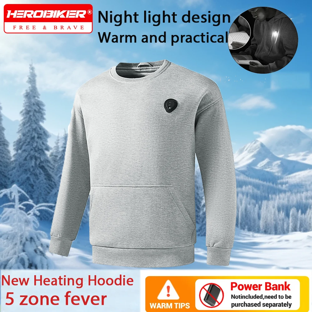 

Heating Hoodie Jacket Hoodie Autumn Winter Warm 5 Zones Electric Heated Hoodies Jackets Male USB Heating Hoodie For Men Women