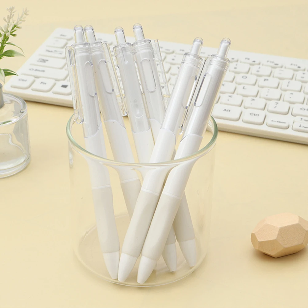 

10 Pcs 0 5MM Fine Tip Press Type Gel Pens Black Marker Signing Portable Office School Supplies Smooth Writing Drawing