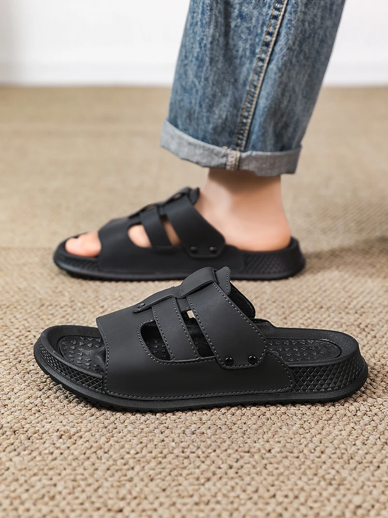 

Men's Summer Slip-On Shoes Anti-Slip Wear-Resistant Casual Indoor Home Slippers Outdoor Sports Sandals Breathable Flat Heel
