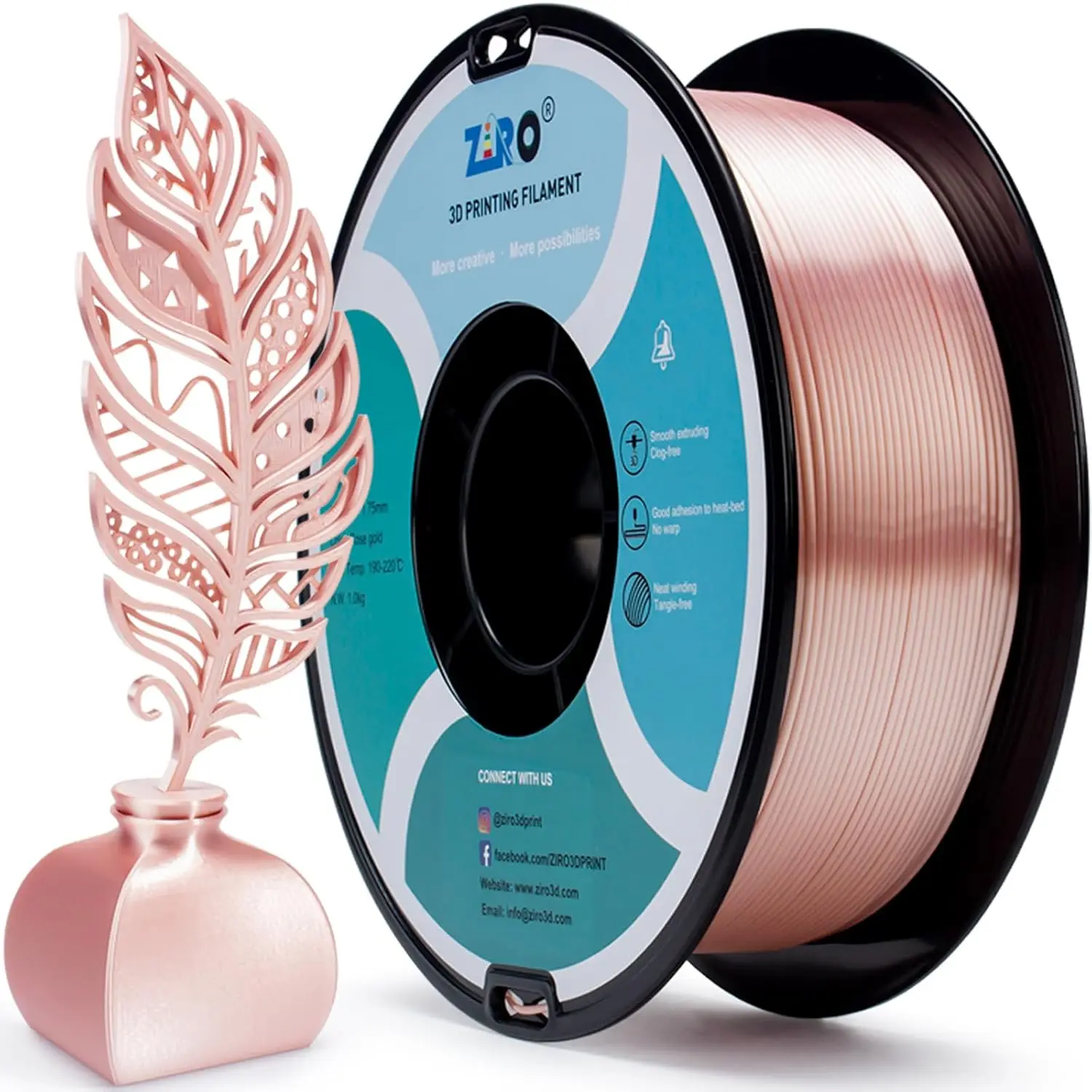 

Silky Rose Gold PLA Filament, 1.75mm 3D Printing Material with Glossy Finish for FDM Printers, Rich Color Spool