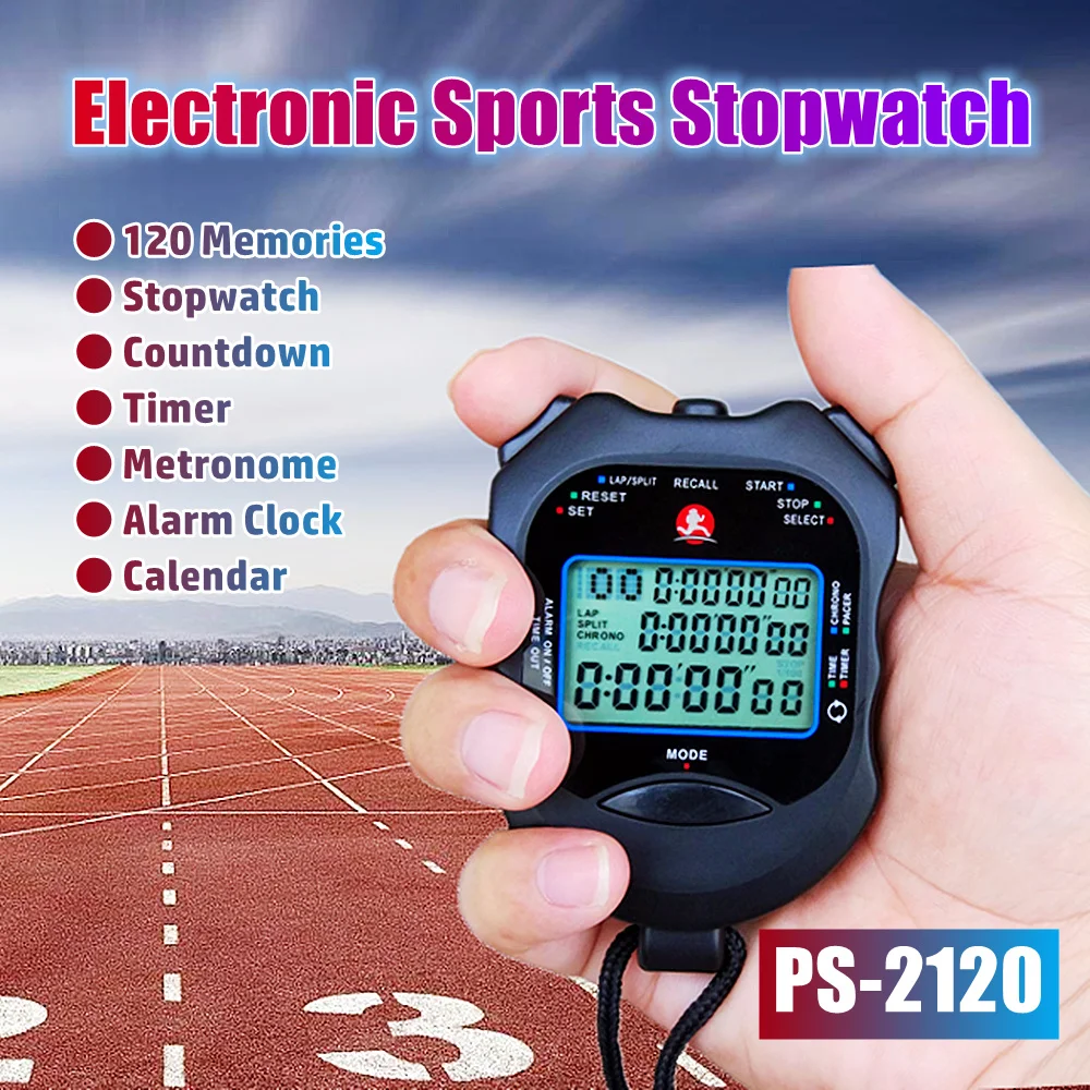 Professional Sports Countdown Timber Metronome Clock Alarm Calendar Multi-function Stopwatch 120 Memories Electronic Stopwatch