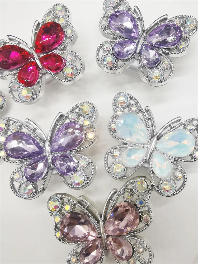 2PCS Bling Schmetterling Schnürsenkel Charms Harz Schmuck Schuh Schnalle Dekorationen DIY Strass Schuh Spitze Clips Zubehör – Detail 3