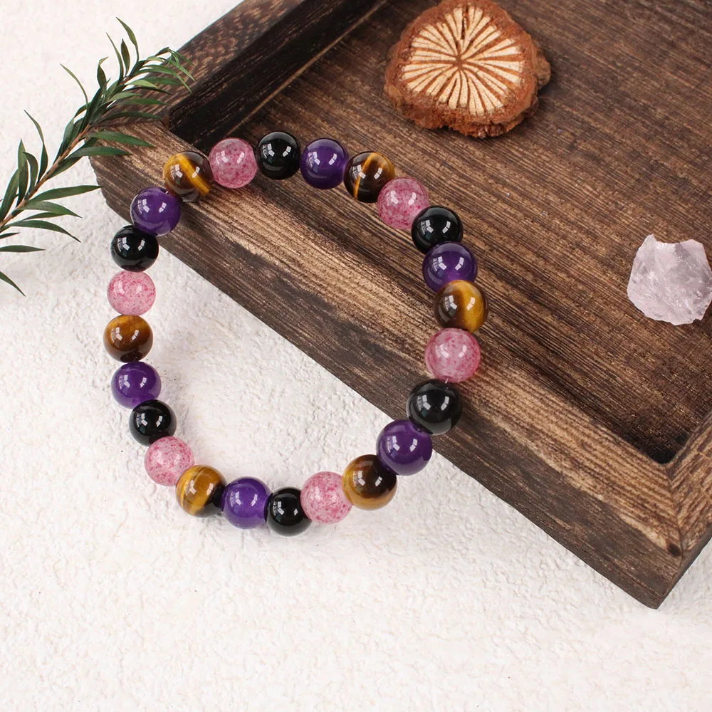 Calming Anti Anxiety Bracelet For women Relief Stress Healing Crystal Spiritual Energy Natural Stone Jewelry Tigers eye amethyst